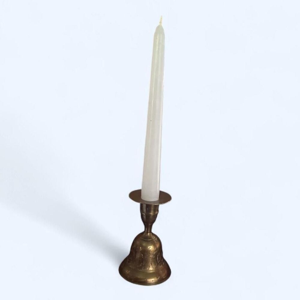 Vintage Brass Bell Candle Stick Holder